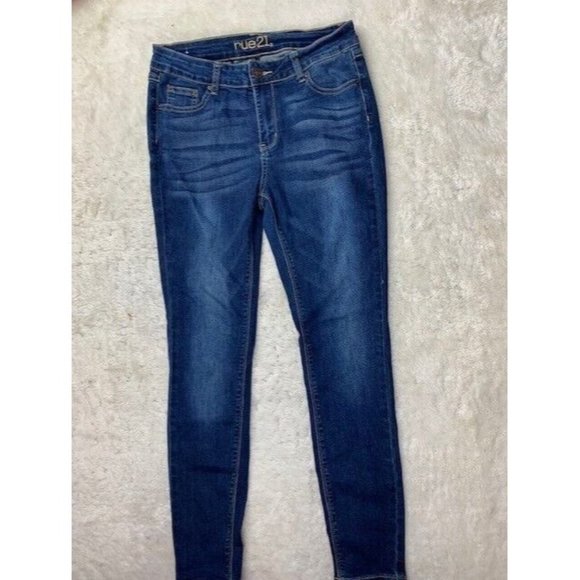 Rue 21 Size 10 Womens Jeans Skinny Mid Rise Stretch Dark Wash - Picture 1 of 4